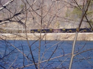 Across James River from coal train