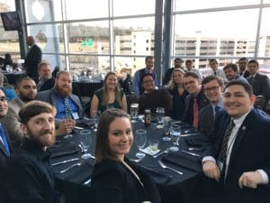 Contingent from VCU at the 2017 ANS Student Conference. In banquet facility at Heinz Field
