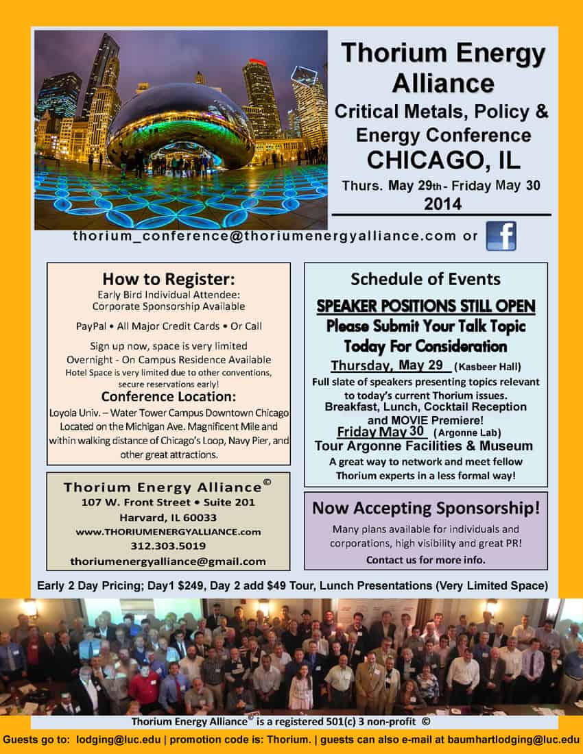 Thorium Energy Alliance Conference – May 29-30