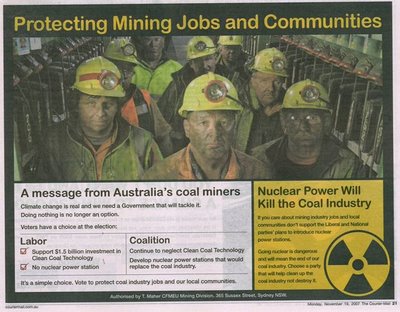 Coal miners feel threatened by nuclear energy