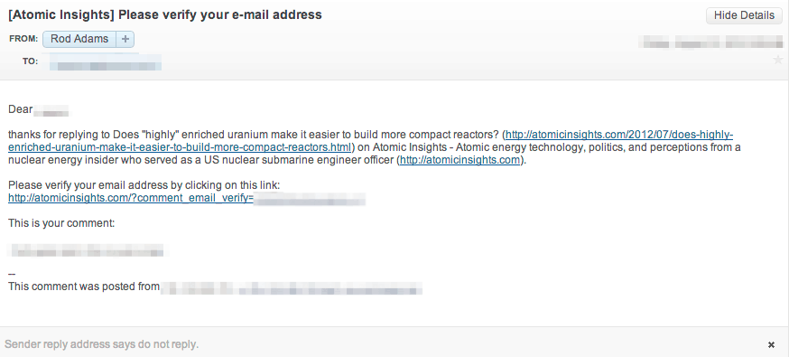 Sample E-mail Verification